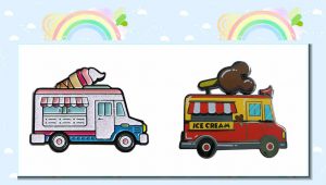 Ice Cream Car Enamel Lapel Pins